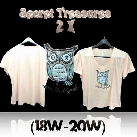 Secret Treasure Sleepwear V-Neck women's T-Shirt - It's Owl Good Size 2X - Picture 1 of 5